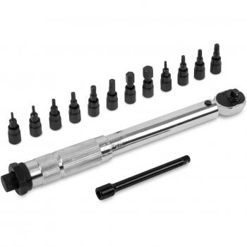 Llave dinamométrica ¼ - 265mm - 5-25Nm con juego de puntas de 12 piezas (8 x Allen, 4 x Torx) y barra de extensión