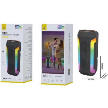 Altavoz Bluetooth TWS HIFI NF4104 con Bluetooth 5.2, 2x8W, Luz LED, Soporte USB/FM y Batería de 1500mAh - Negro