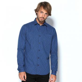 only & sons Camisa Cuello Camisero,Azul,XL