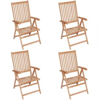 vidaXL Reclining Garden Chairs 4 pcs Solid Teak Wood