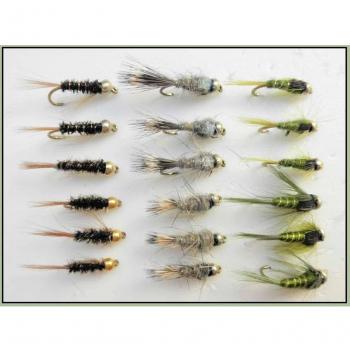18 GOLDHEAD Pesca de la trucha de moscas, oído, aceitunas de liebres diawl Bach, Mixto Tamaño 10/12