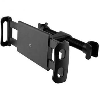 Ksix Soporte para Asiento Trasero Universal, Reposacabezas, para Smartphones y Tablets, Rotación 360, Instalación Fácil y Segura, Color Negro