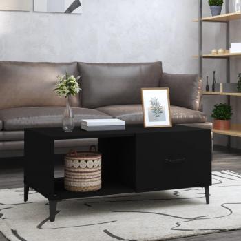Mesa de centro de madera contrachapada 90x50x40 cm en color blanco, negro y gris hormigón - Mesita de salón o comedor auxiliar