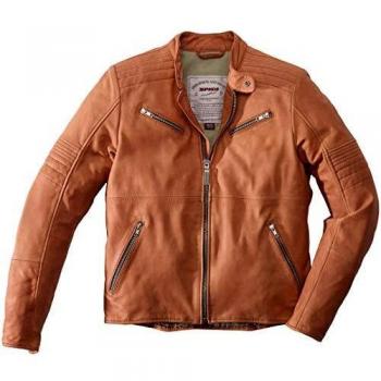 Spidi Garage - Chaqueta de piel para moto, color marrón claro 48