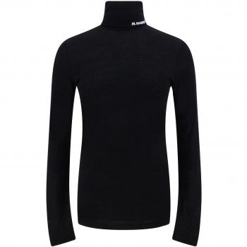Jil Sander Men's Black Cotton Knit Turtleneck T-Shirt, Size Large, Style J47GC0020J70021
