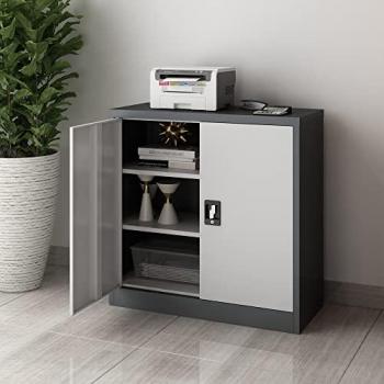 Armario de Oficina Molise con Estantes Regulables y Cerradura 90 x 40 x 90 cm Acero Gris Oscuro/Gris Claro