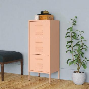 vidaXL Pink Steel Storage Cabinet 42.5x35x101.5 cm