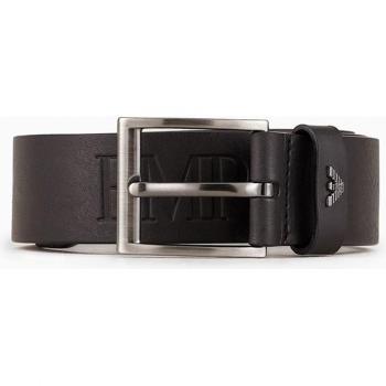 Emporio Armani Classic Buckle Belt with Logo Detail, Black male, Size: 95 CM