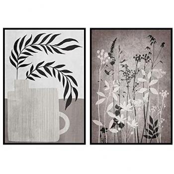 Cuadro DKD Home Decor 53 x 4,5 x 73 cm Moderno Hoja de planta (2 Unidades)