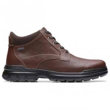 Botín Plano Clarks Rockie2 UpGTX para Hombre en Marrón, impermeable, con tecnología GORE-TEX, suela de goma antideslizante, plantilla acolchada para mayor comodidad y diseño moderno