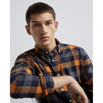 Camisa de hombre Easy Wear de manga larga en franela con cuadros