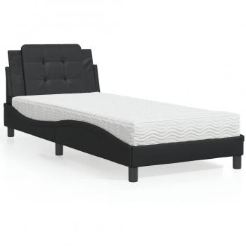 Cama con colchón de cuero sintético negro 100x200 cm Vidaxl