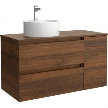 Mueble de baño Bequia con Encimera y Lavabo Posar, 100cm, 1 puerta, acabado Nogal