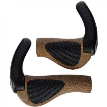 Ergon gp3 biokork grips with bar end for rohloff nexus shifters brown black 32