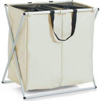Zeller 59 x 38 x 57 cm para la ropa sucia recipiente 2 compartimentos poliéster/aluminio, Beige