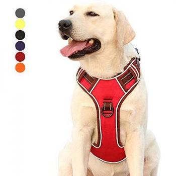 HEELE Rojo Arnés Grande para Perros Arnés Antitirones Perros Arnés Perro Coche con Anillos Fuertes Líneas Reflectantes Tamaño XL Extra Grande