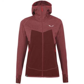 Forro Polar Salewa Puez Hybrid Polarlite con Capucha, Color Rojo Granate, Talla S para Mujer