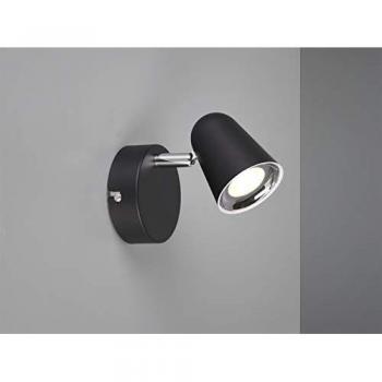 Foco LED de Pared Toulouse Negro Mate con Bordo Cromado, Altura 15 cm, 3.5 W