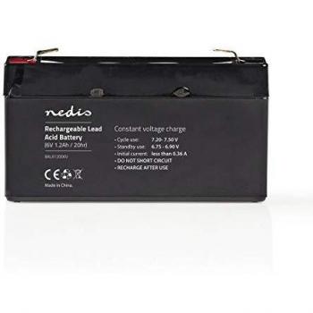 Nedis - Batería Recargable de Plomo-Ácido de 6 V - 1200 mAh - 97 x 24 x 52 mm
