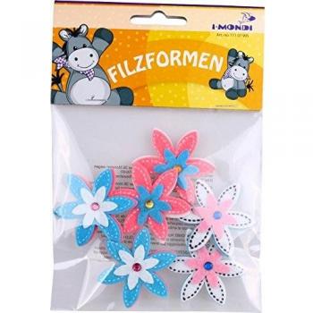 i-mondi® Formas de fieltro precortadas figura flor para manualidades 6 piezas tamaño 45 mm autoadhesivos