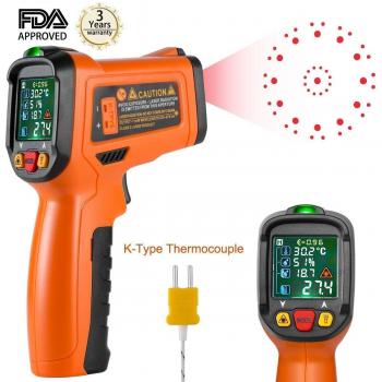 Termómetro Infrarrojo Termómetro Digital de láser Termómetro de Cocina sin Contacto Temperatura Pistola de Color -58 ° F ~ 1472 ° F Con 12 Puntos de Temperatura de Apertura Función de Alarma