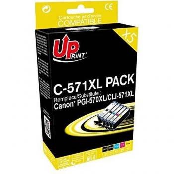Pack de 5 cartuchos de tinta compatibles UPrint para Canon PGI-570XL y CLI-571XL - incluye negro, cian, magenta y amarillo - remanufacturados