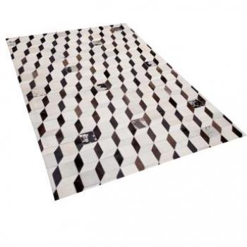 Alfombra de Piel de Vaca Crema 160 x 230 cm Patchwork Moderno Hecha a Mano