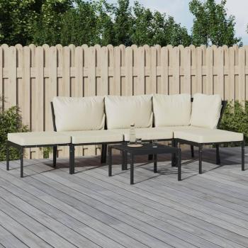 6-Piece Steel Garden Lounge Set with Sand Cushions