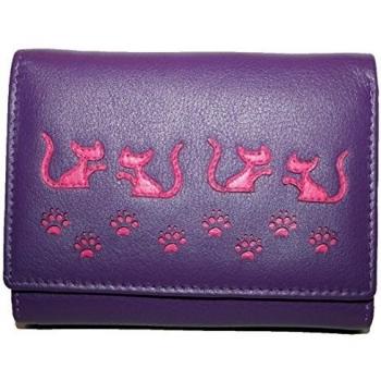 Mala funda de piel tamaño mediano Trifold Cartera 321655, diseño de amapolas Varios colores morado