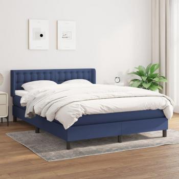 Cama Box Spring con Colchón de Tela Azul 140x200 cm