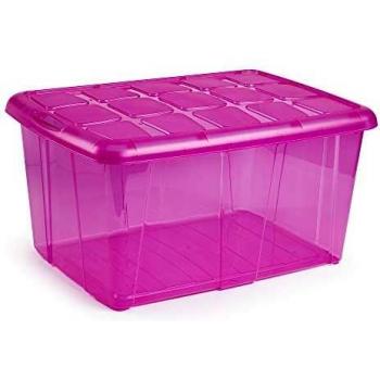 PLASTIC FORTE, Caja de almacenamiento, VIOLETA TRANSLUCIDO, 60 litros, sin ruedas