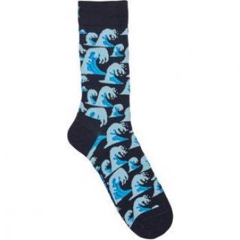 Calcetines altos Happy Socks WAVES para mujer, negro y azul, talla 36-40