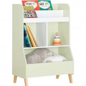 Librería Infantil SoBuy KMB90-GR Estantería Organizador de Juguetes Multifuncional con 3 Estantes y 1 Compartimiento Verde 60 x 36 x 89 cm
