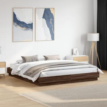 Cama de madera multicapa marrón roble 200x200 cm vidaXL