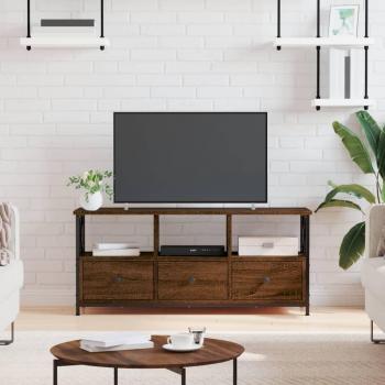 Mueble de TV vidaXL de hierro y madera contrachapada en color roble marrón, dimensiones 102x33x45 cm, ideal para salón
