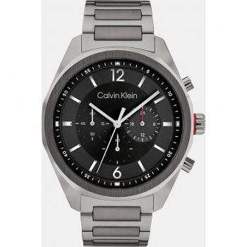 Reloj Calvin Klein Force para hombre - Cronógrafo de acero gris con correa de cuero