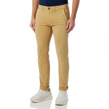Pepe Jeans Men's Charly Slim Fit Chino Pants in Mustard Beige, Casual Cotton Trousers