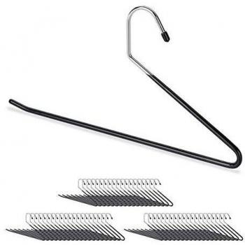 Pack de 60 Perchas Antideslizantes para Pantalones de Metal y PVC, 35 cm, Negro - Relaxdays