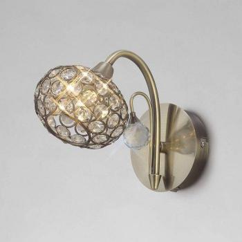 Lámpara de pared Cara con interruptor 1 bombilla latón antiguo y cristal