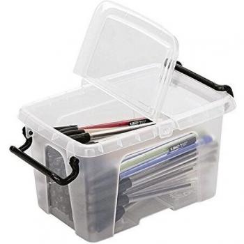 Caja de Almacenamiento Apilable Strata - 1,7 Litros, Transparente, con Doble Tapa (140 x 120 x 205 mm)