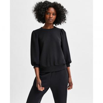 Blusa Selected Femme Tenny Negro con Detalle de Hombros Abullonados