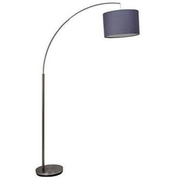 Lámpara de pie Bogen Clarie 180 cm, gris hierro, tela/metal, E27 max. 60W con interruptor de pie