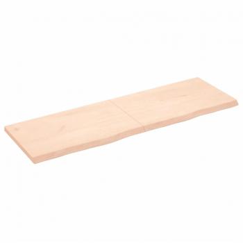 Estante de pared de madera maciza de roble tratada 160x50x(2-4)cm, en colores natural, marrón claro y marrón oscuro, mueble de almacenaje para oficina, estudio y dormitorio, est