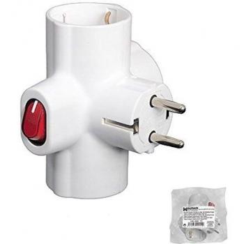 Wolpack 19110047 - Adaptador Triple Schuko 16 A 250v Con Interruptor.