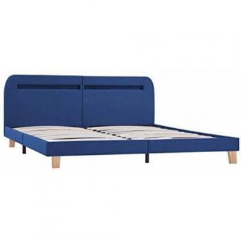 vidaXL Estructura de Cama con LED 16x200 cm Decoración Dormitorio DIseño Habitación Hogar Casa Mobiliario Muebles Bricolaje Tela Azul