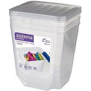 PENGO SPAZIO CASA Sistema Storage Large Confecciones 3 Contenedores, Polipropileno, Plástico, Transparente, 1.8 litros
