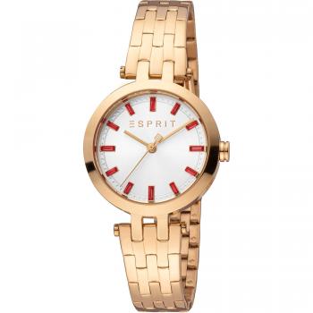 Esprit Brooklyn Women's Analog Watch - Rose Gold Bracelet, Silver Grey Dial
