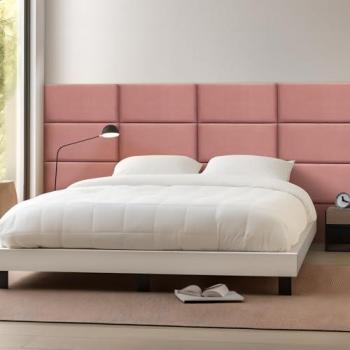 Set de 3 paneles de pared acolchados Carpino terciopelo rosa 60x30 cm