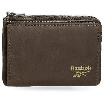 Monedero-Tarjetero Unisex Reebok Division Marrón de Piel 11x7x1,5 cms