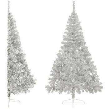 vidaXL Artificial Half Christmas Tree with Stand Silver 240 cm PET